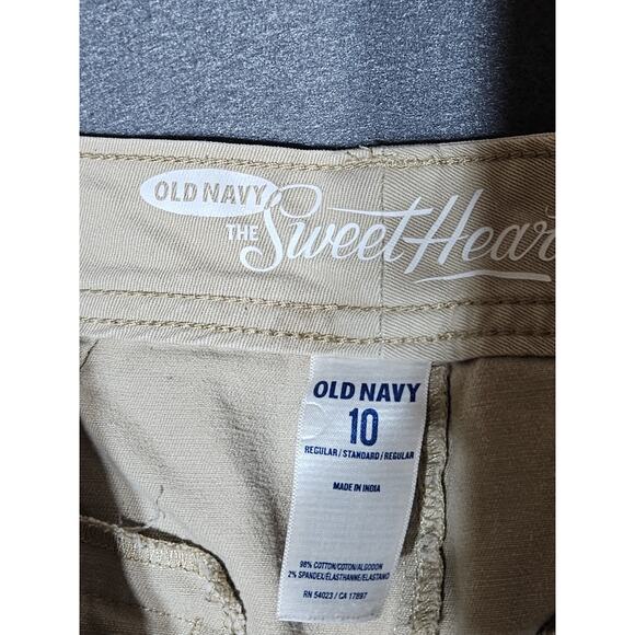 Old Navy Pants Womens 10 Sweetheart Tan Mid Rise Straight Khaki Short Wide Leg - Picture 4 of 8